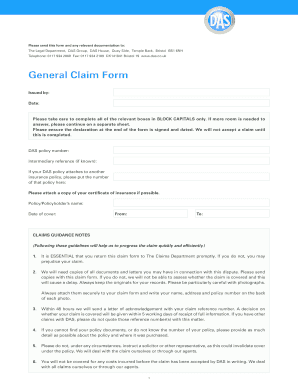 DAS General Claim Form