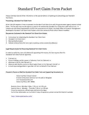 Washington Standard Tort Claim Form