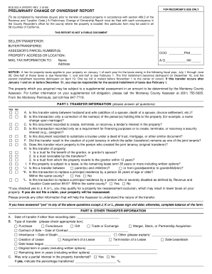 California Preliminary Change of Ownership Report