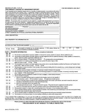 California Preliminary Change of Ownership Report