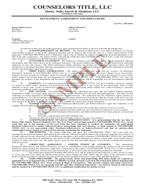 Settlement Agreement and Disclosure