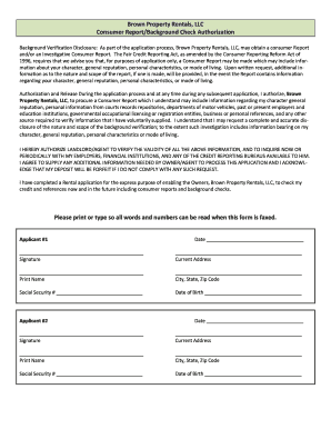 Consumer Report Authorization Form