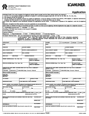 District 8 Highway Employees Credit Union Loan Application