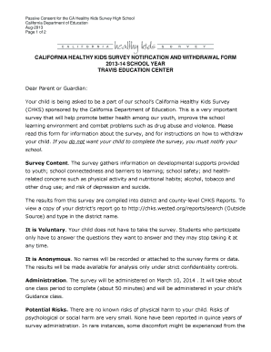 California Healthy Kids Survey Withdrawal Form