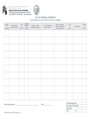 Log of Appraisal Experience