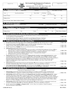 Settlers Life Insurance Application