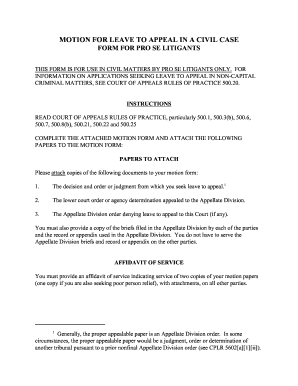 Motion for Leave to Appeal in a Civil Case