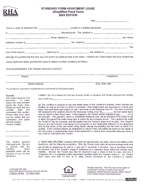 Massachusetts Apartment Lease Agreement