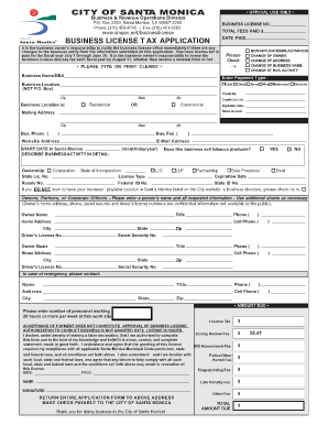Santa Monica Business License Tax Application