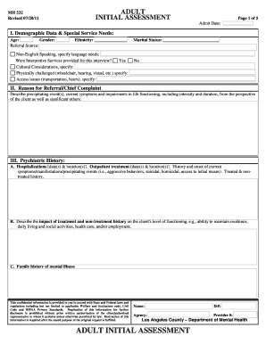 MH 532 Adult Initial Assessment Form