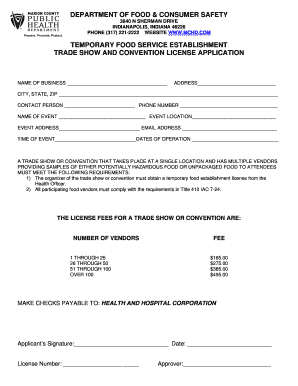 Trade Show Food Service License Application