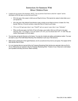 Summons With Minor Children Form