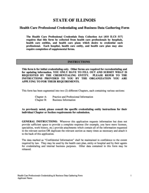 Illinois Health Care Professional Credentialing Form