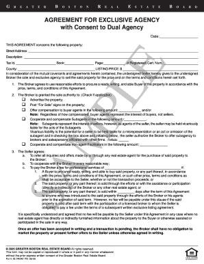 Greater Boston Real Estate Board Exclusive Agency Agreement
