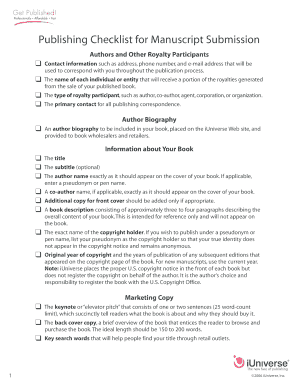 Manuscript Submission Publishing Checklist