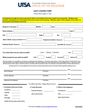 UTSA Audit Course Form