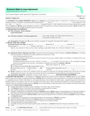 Exclusive Right to Lease Agreement