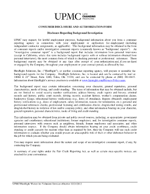 UPMC HireRight Background Check Authorization Form