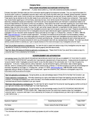 Background Investigation Disclosure and Authorization Form