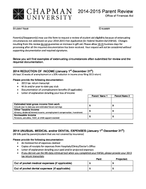 2014-2015 Parent Review Form