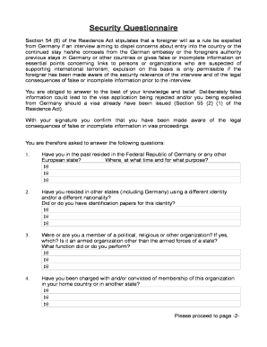 Germany Security Questionnaire