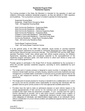 Residential Program Rider Agreement