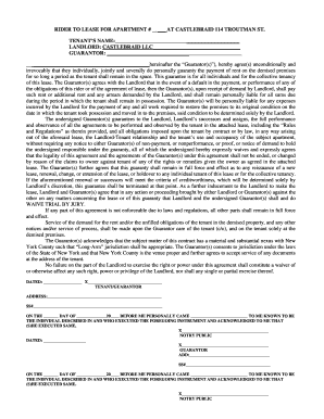 Rider to Lease for Apartment