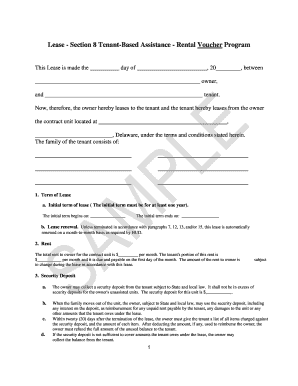 Section 8 Tenant-Based Assistance Lease