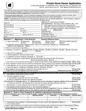 Private Horse Owner Insurance Application