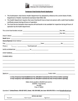 Temporary Food Service Permit Application
