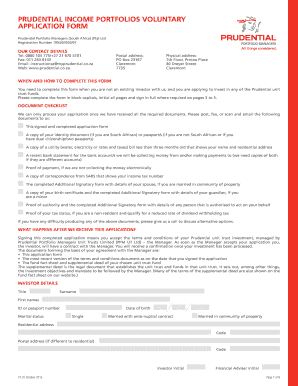 Prudential Income Portfolios Application Form