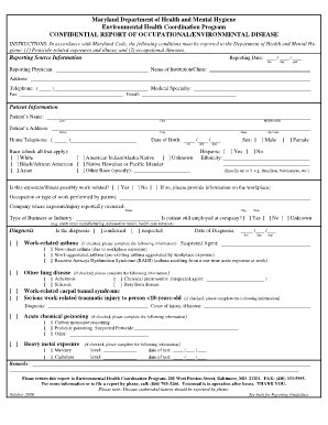 Maryland Occupational Environmental Disease Report