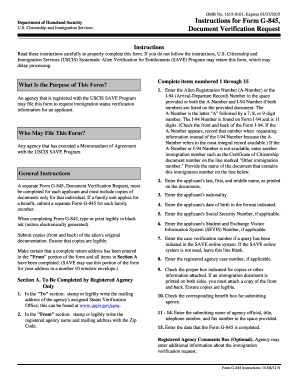USCIS Document Verification Request Form G-845