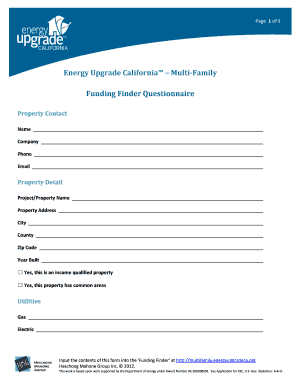 California Multi-Family Energy Upgrade Funding Finder Questionnaire