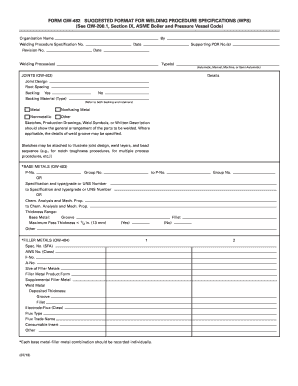 Welding Procedure Specification Form QW-482