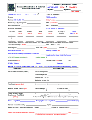 Procedure Qualification Record