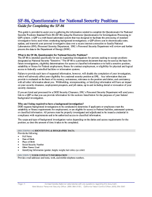 SF-86 Questionnaire for National Security Positions