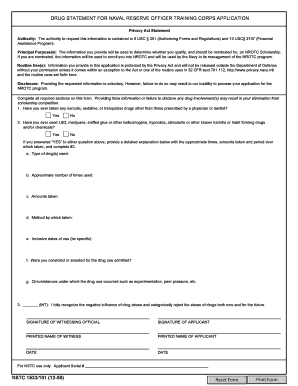 NROTC Drug Statement Form