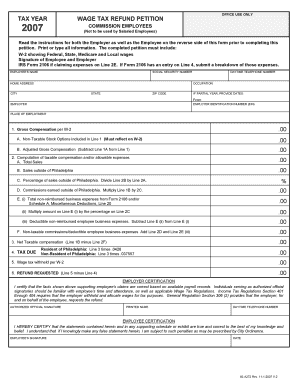 Philadelphia Wage Tax Refund Petition