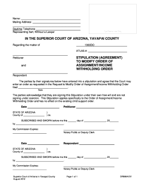 Arizona Stipulation to Modify Order of Assignment