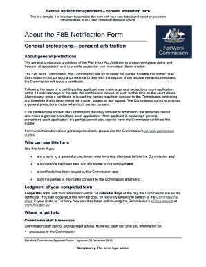 F8B Notification Form - Consent Arbitration