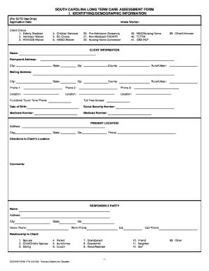 South Carolina Long Term Care Assessment Form