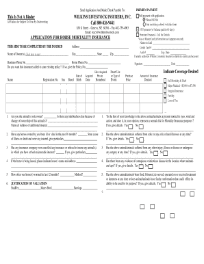 Horse Mortality Insurance Application