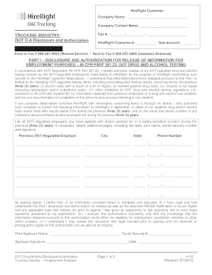 Driver Application for Employment