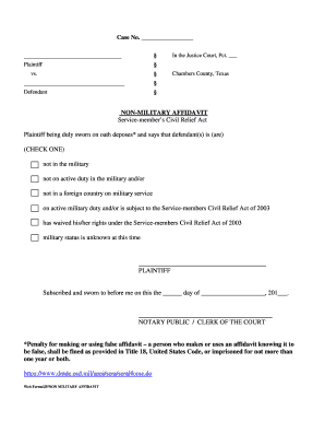Non-Military Affidavit