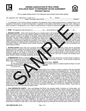 Virginia Exclusive Right to Represent Buyer Agreement