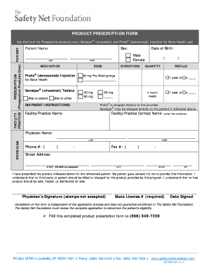 Product Prescription Form