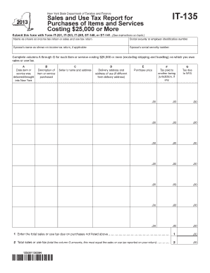 New York IT-135 Sales and Use Tax Report