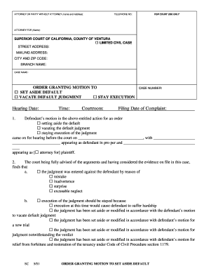 California Motion to Set Aside Default