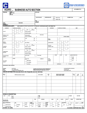 ACORD Business Auto Application Form